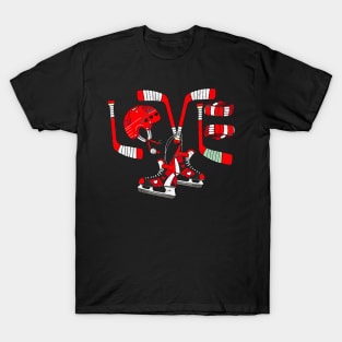 Ice Hockey Heart Valentines Day Love Gifts Boys Girls Goalie T-Shirt